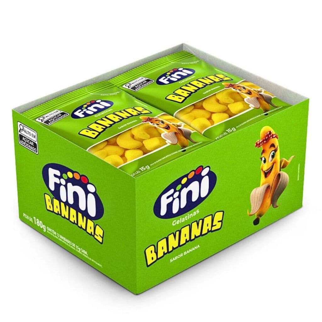 Caixa 12un Fini Bananas 15g Bala de Gelatina Bananinhas
