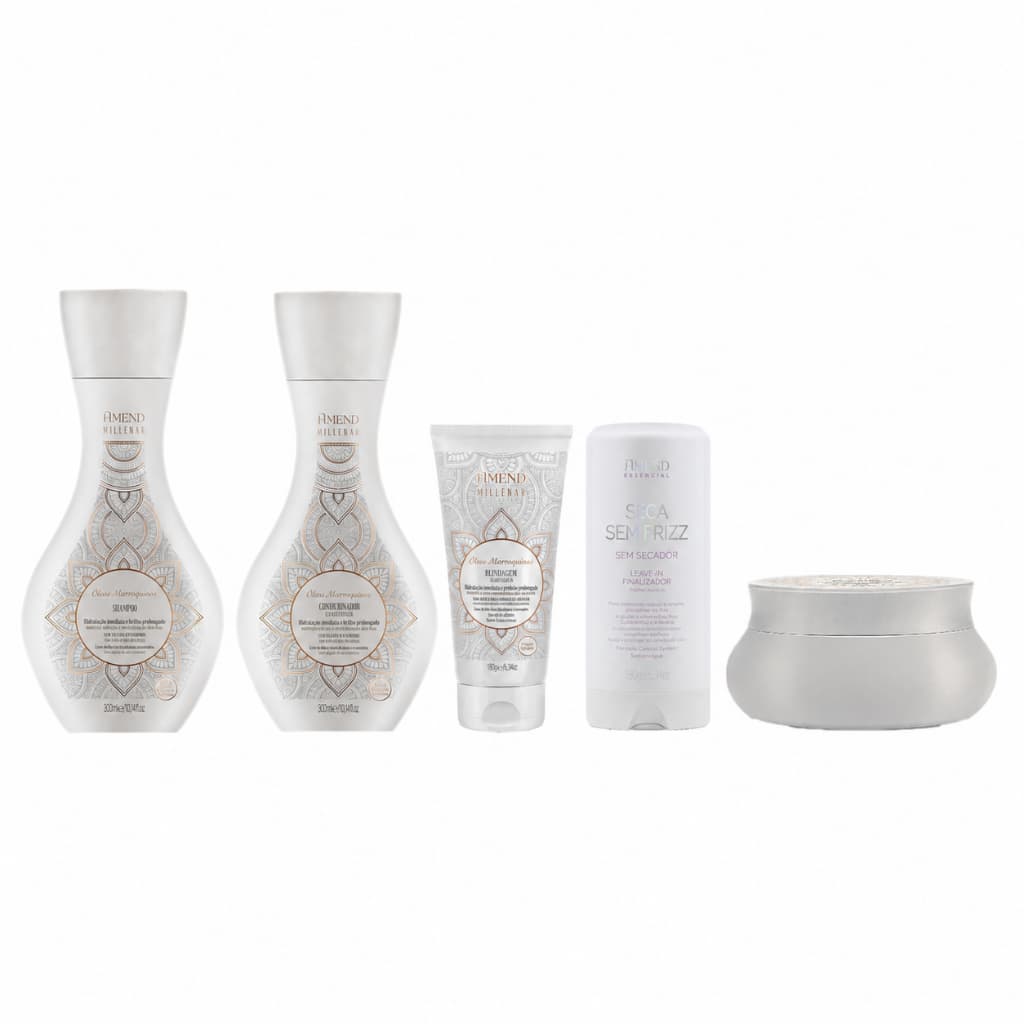 Amend KIT Millenar Óleos Marroquinos Sh + Cond + Masc + Balm + Seca Sem Frizz 180ml