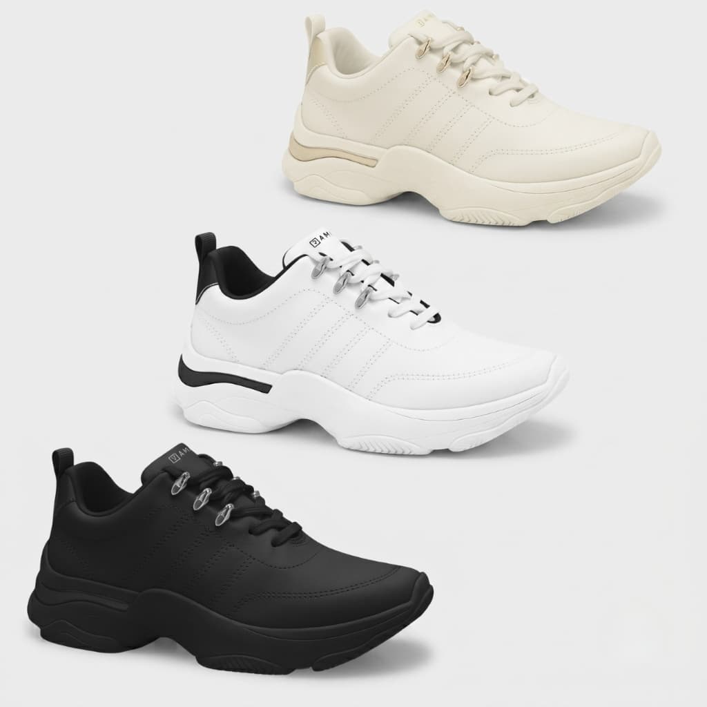 Tênis Feminino Ramarim Tratorado Detalhes Metálicos Casual Estiloso Super Confortável