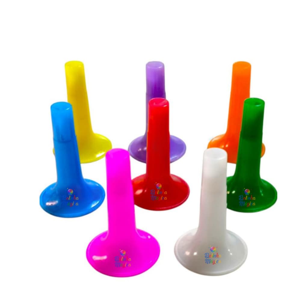 Kit 10 Mini Cornetas Cornetinhas De  Assoprar Coloridas Lembrancinha Infantil Para Festa Aniversário