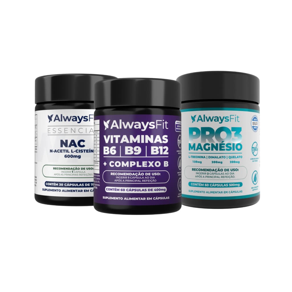 Kit Always Fit  PRO3Magnésio + Complexo B + NAC 600mg | 150 Cápsulas