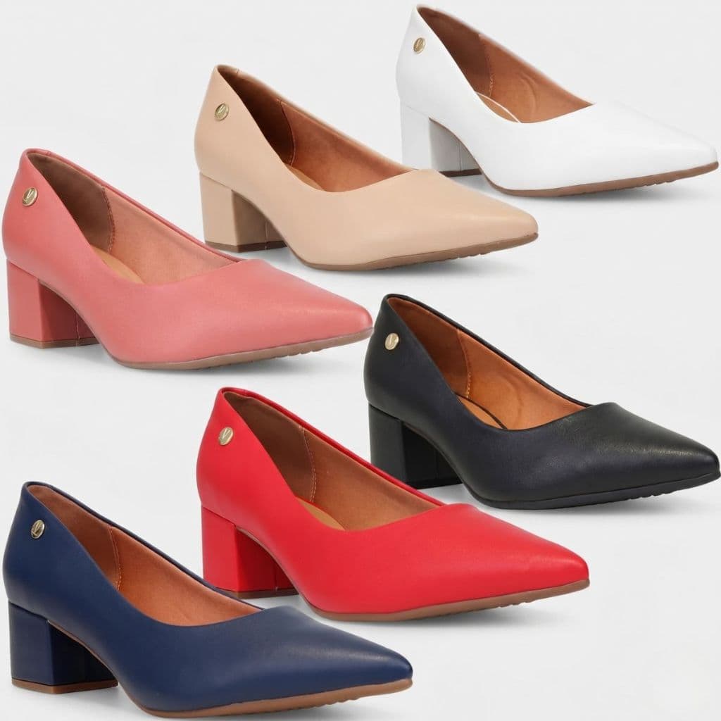 Sapato Scarpin Feminino Vizzano Bico Fino Salto Baixo Bloco Original