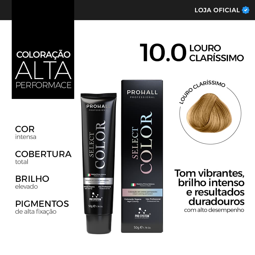 Coloração Profissional 10.0 Cabelo Louro Claríssimo Tinta Caplar Premium Prohall