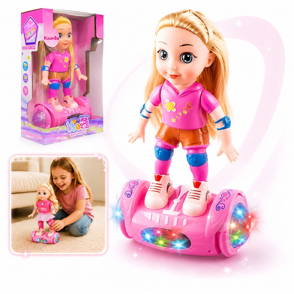 Boneca Interativa Hoverboard Skate Eletrico Musical Luz Led Andadora Bate E Volta Infantil Kizumba