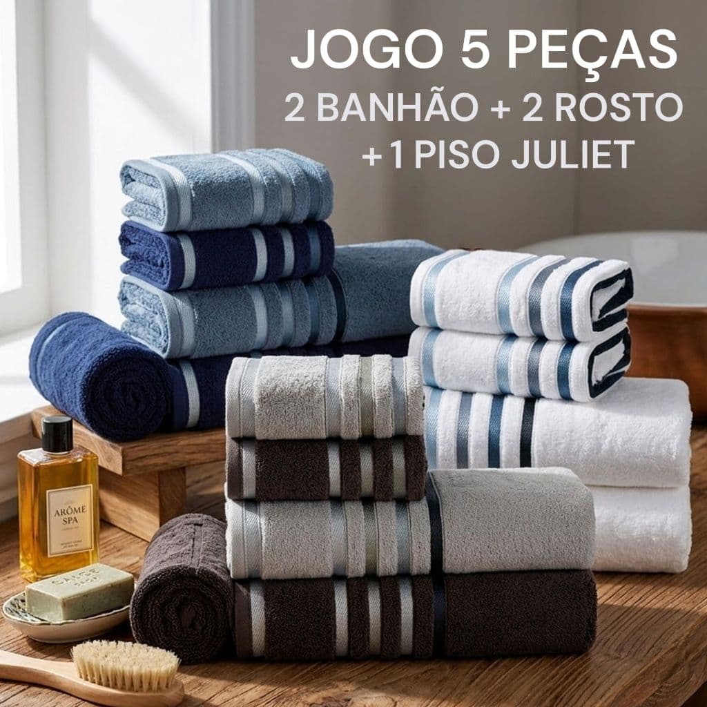 Jogo Toalhas Banhão Karsten Grossa Lumina 5 Peças Com Piso Felpudas Fio Penteado Unika