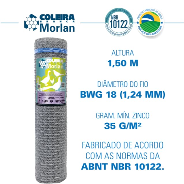 Tela Coleira Branca para Galinheiro  2x18x1,50m 50m