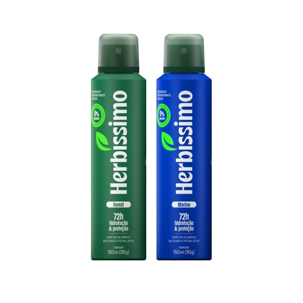 Kit Desodorante Antitranspirante Aerossol Zero Alumínio Herbíssimo Fragrâncias Masculina (2 unidades)