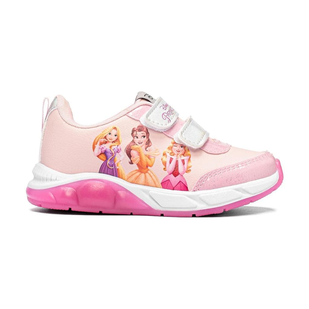 Tênis Infantil LED Princesas Disney Original com Velcro Rosa Numeração 24 ao 31 Confortável Casual Menina