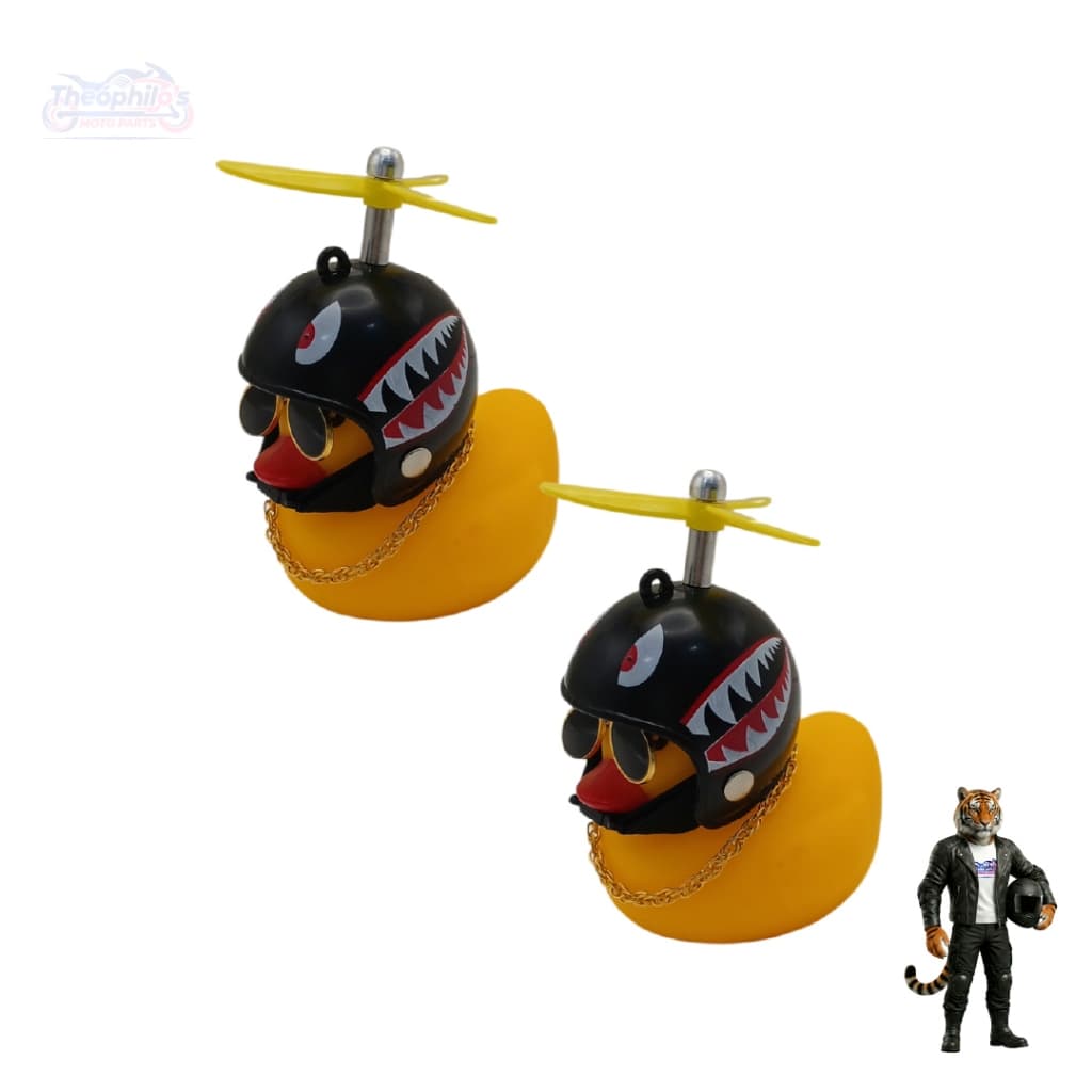KIT 2 PATO PARA GUIDÃO MOTOQUEIRO PATINHO COM LUZ DE BORRACHA CAPACETE