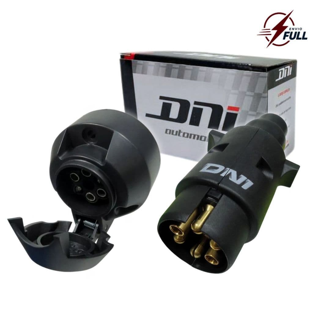 Kit Tomada Elétrica Carretinha Caminhão Reboque Conector Fêmea Macho 6 Polos Bivolt 12/24v Nylon DNI