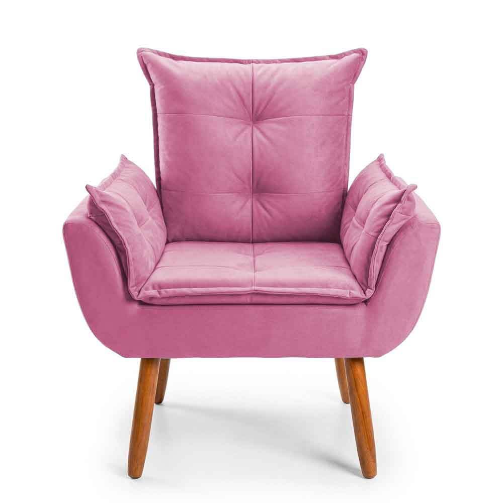 Poltrona Confortável Decorativa Opalla Para Amamentação Suede Rosê Varias Cores