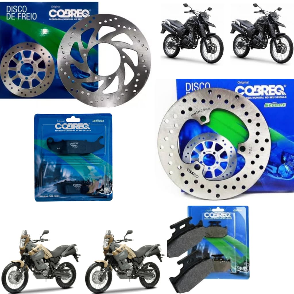 Kit DISCO Freio Dianteiro + Traseiro + PASTILHA Dianteira + Traseira LANDER TENERE 2016 até 2026