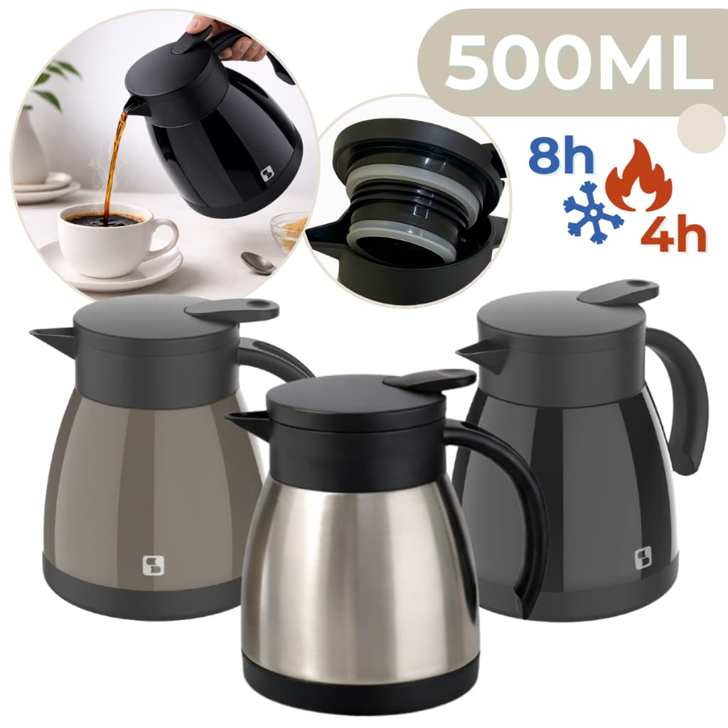 Bule Térmico Garrafa Aço Inox 500ml Café Chá Com Alça Elegance Soprano