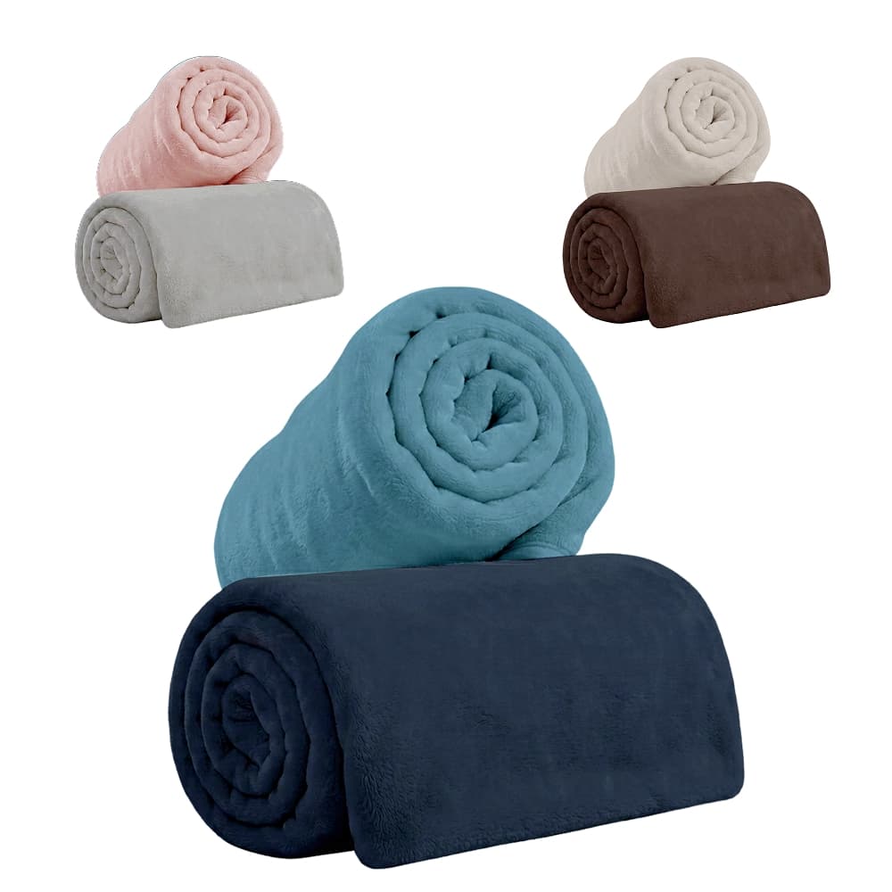 Kit 2 Cobertores Manta Fleece Queen Microfibra Hipoalergênica