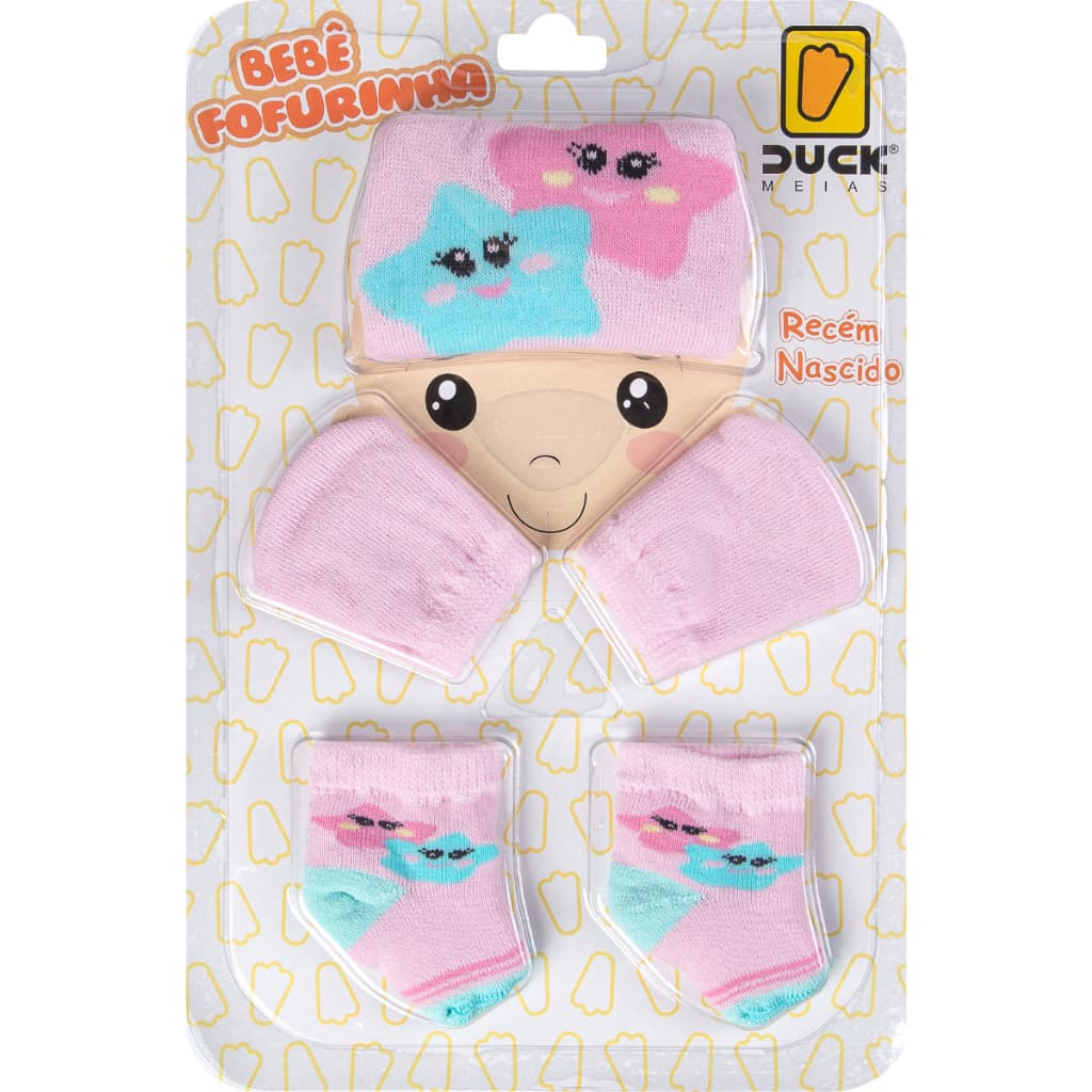 Conjunto Bebe Touca Meia Luva Recém Nascido Algodão Macio Meninas Envio Rápido
