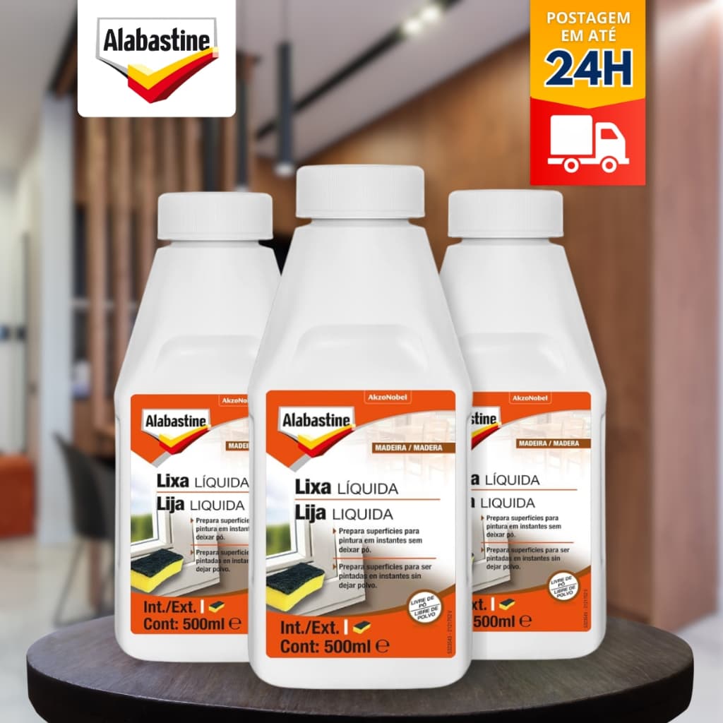 Lixa Liquida  Alabastine para Madeiras e Metais 500 ml Coral Não deixa pó uso interno e externo