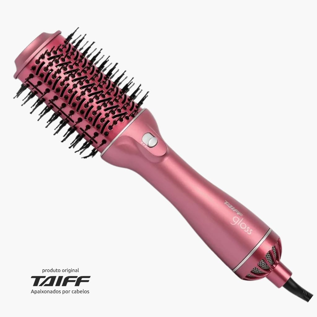 Escova Secadora Taiff Gloss Rose Bivolt 1200W Seca Alisa Modela e dá Volume