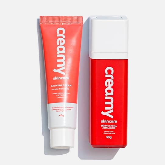 Kit Creamy Skincare Duo Anti-Idade - Sérum Anti idade - Retinal + Gel Creme Hidratante Facial Calming Cream