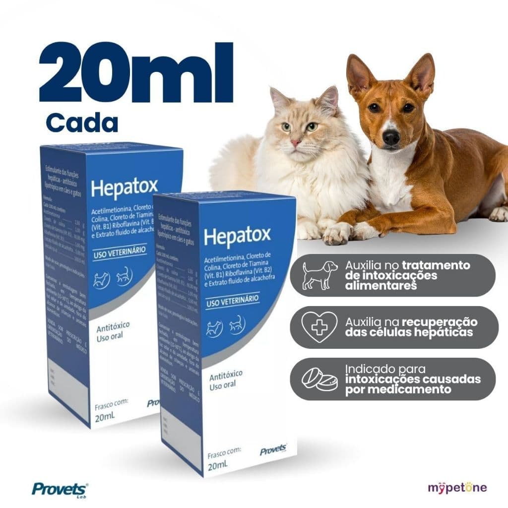 Kit 2 Antitóxico Provets Hepatox para Cães e Gatos - 20 mL