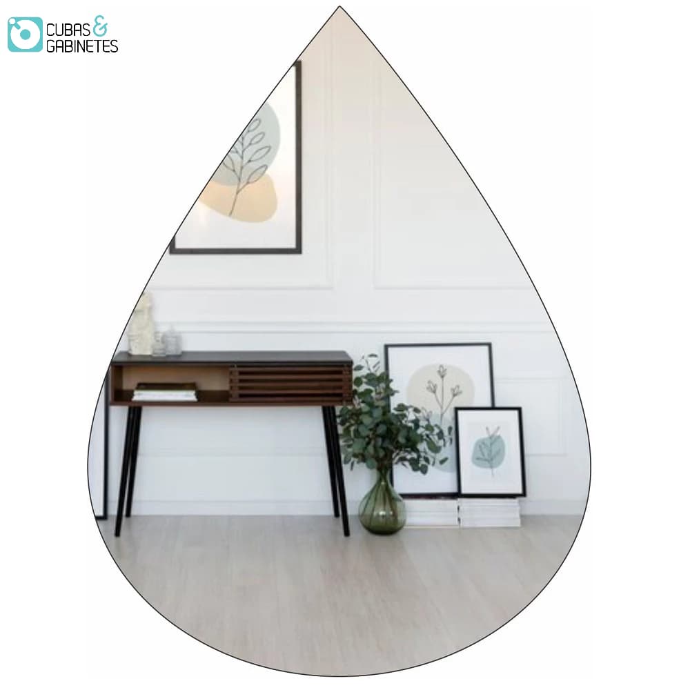 Espelho Gota Grande 80 X 60 Moderno Lapidado Com Suporte