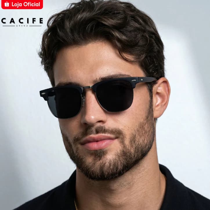 Óculos de Sol Lyon Preto Fosco Premium Steampunk uv400 Masculino Feminino Unissex - Cacife Brand