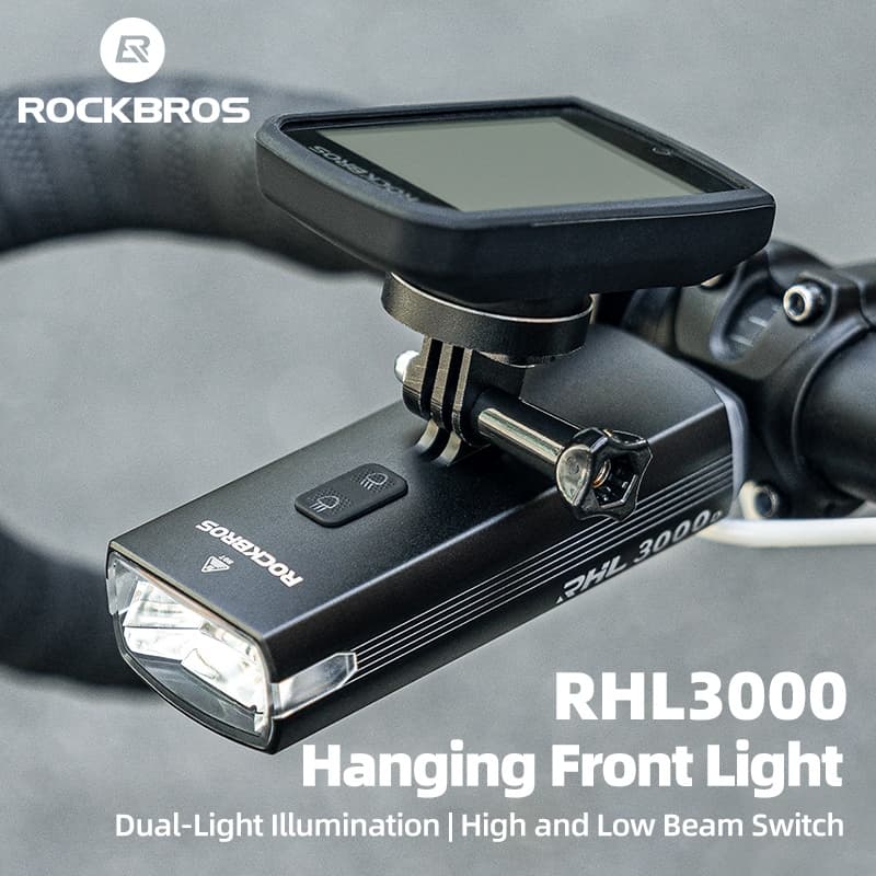 Lanterna De Bicicleta ROCKBROS Luz Dianteira Pendurada Forte Elevação 3000 Lumens Farol Nocturno De Estrada De Montanha