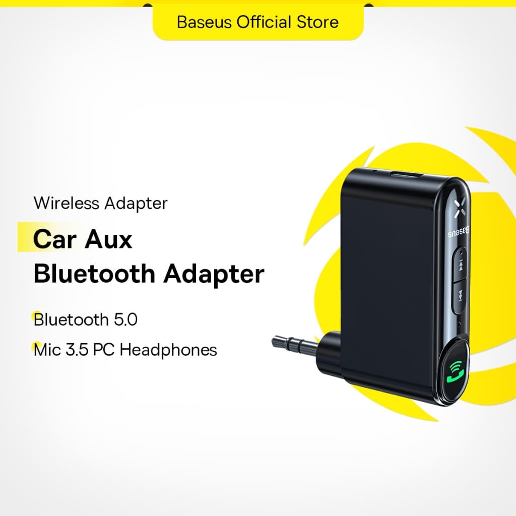 Baseus AUX Carro Receptor Bluetooth Jack Áudio Música 5.0 Car Kit Mãos-Livres Sem Fio (3.5mm)