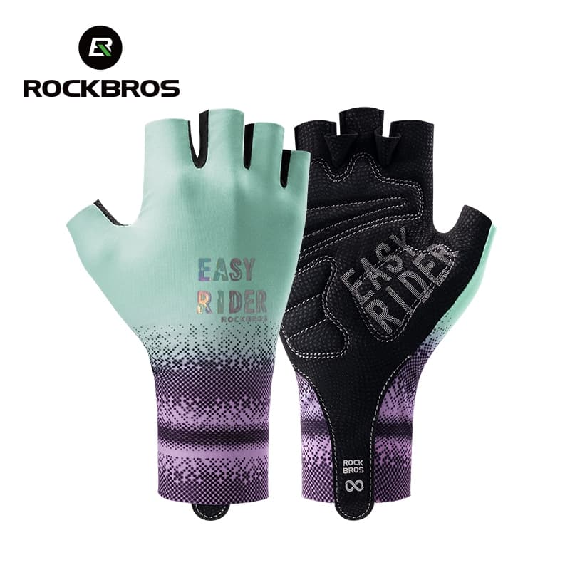 ROCKBROS Luvas De Bicicleta Absorção De Choque Ciclismo De Seda Gelo Meio Dedo Feminino Mountain Road Bike Curto