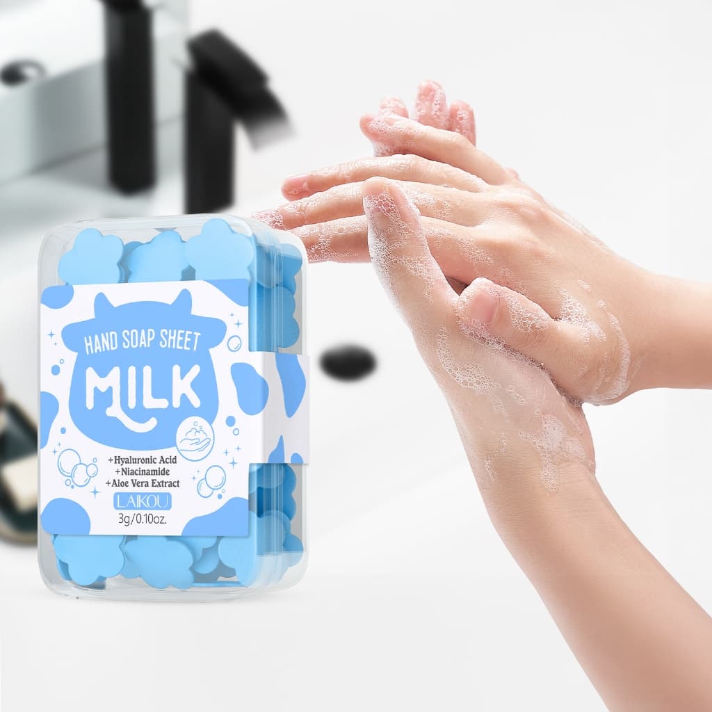 Folhas De Sabonete Para Mãos Com Leite LAIKOU , Limpeza Suave , Hidratação Profunda , Fácil De Transportar , 3 G/Caixa