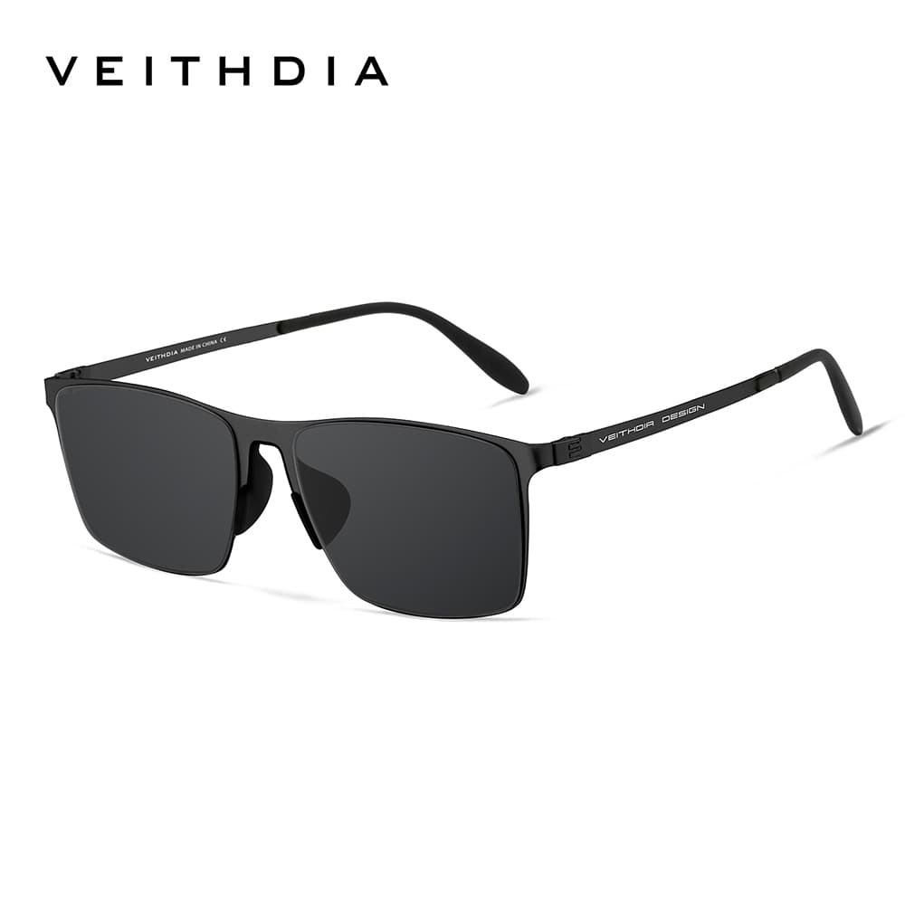 VEITHDIA Óculos De Sol Polarizados Quadrados Elegantes De Aço Inoxidável De Alta Definição Homens Com Proteção UV V8212