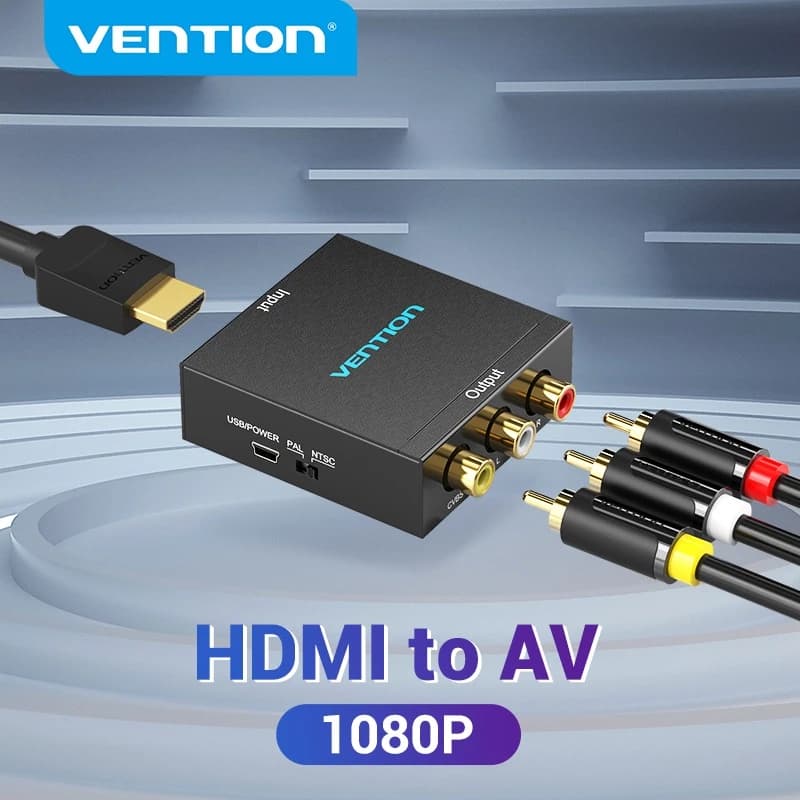 Vention Conversor HDMI Para RCA 1080P AV 3RCA CVBS Adaptador De Vídeo Composto Suporta PAL/NTSC TV Stick Roku HDTV PC La