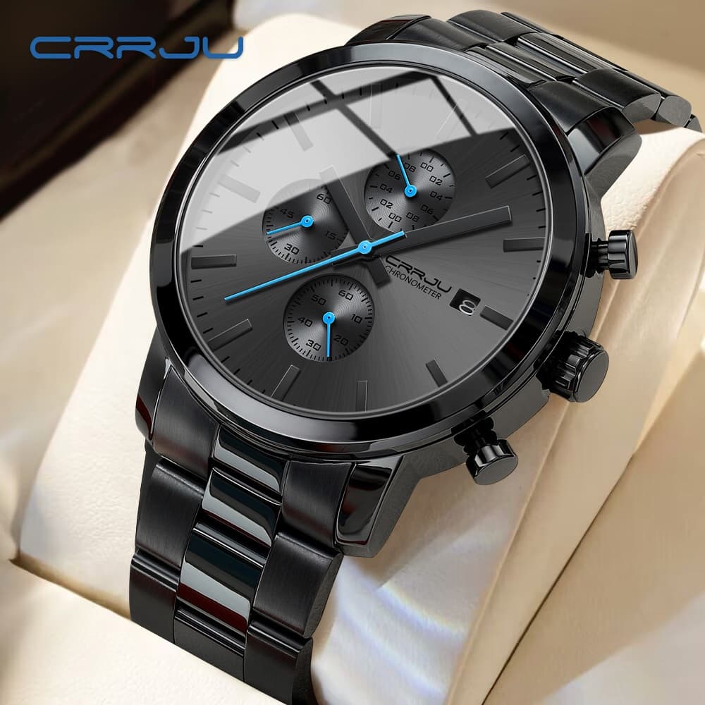 CRRJU Relógio masculino de luxo multifuncional para negócios, à prova d'água, 2287 XS