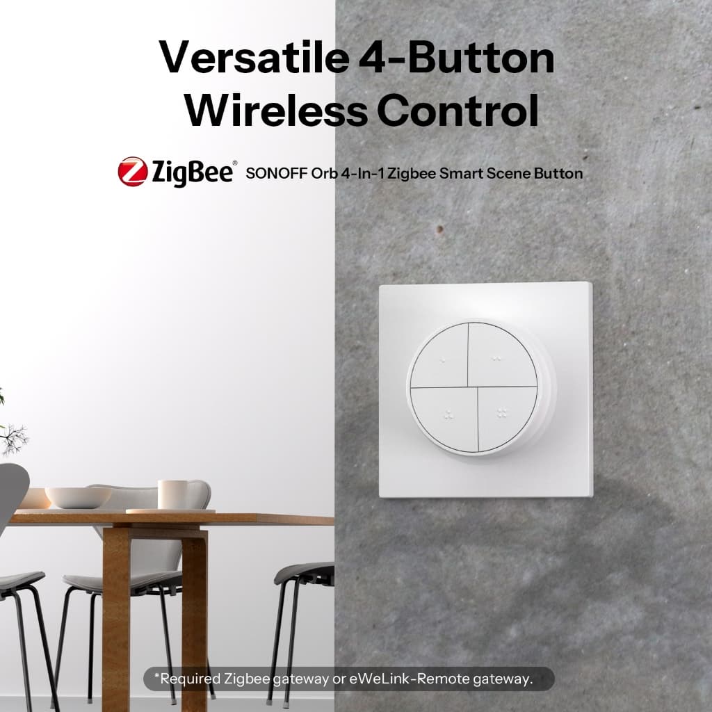 SONOFF SNZB-01M Fusion Series Orb 4 Em 1 Zigbee Smart Scene Button Gatilho De Cena De Um Toque Instalação Sem Fio E Prot