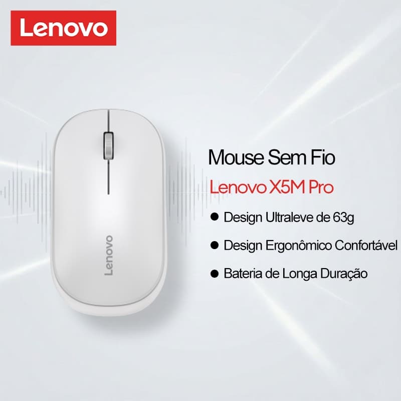 Escritório Óptico De Mouse Sem Fio Lenovo X5M Pro Com Botões Silenciosos E Bateria De Longa Duração Mais Ergonômico