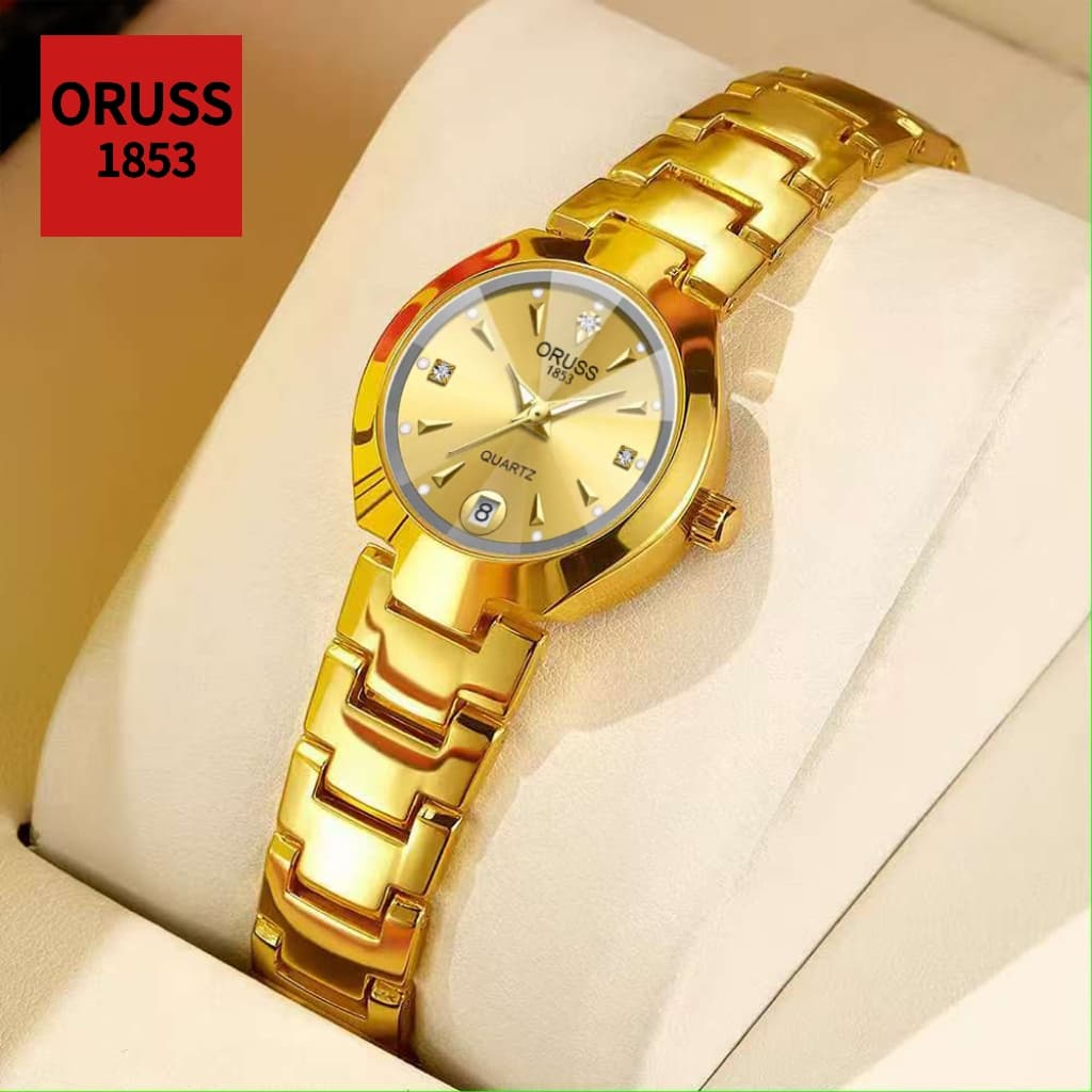 ORUSS Original Feminino Calendário de Luxo de Aço Inoxidável À Prova D 'Água Luminosa Pequeno Relógio Simples Moda Versã
