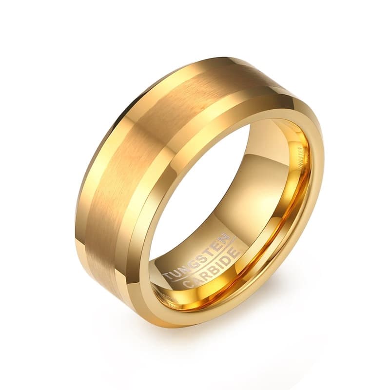 Vnox Anéis Dos Homens 8 Mm Carboneto De Tungstênio Anel De Dedo De Ouro-Cor