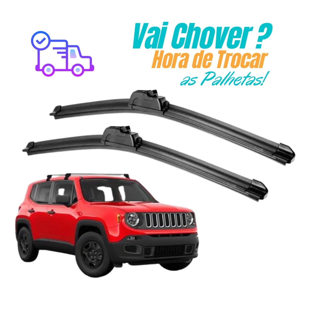 Kit Palhetas Limpador Parabrisa Dianteiro Silicone Jeep Renegade 2016 2017 2018 2019 2020 201 2022