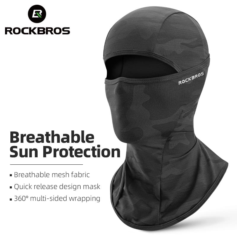 Rockbros Balaclava Ciclismo Máscara Motocicleta Capacete Proteção Solar UV50+ Ice Silk Full Face Respirável