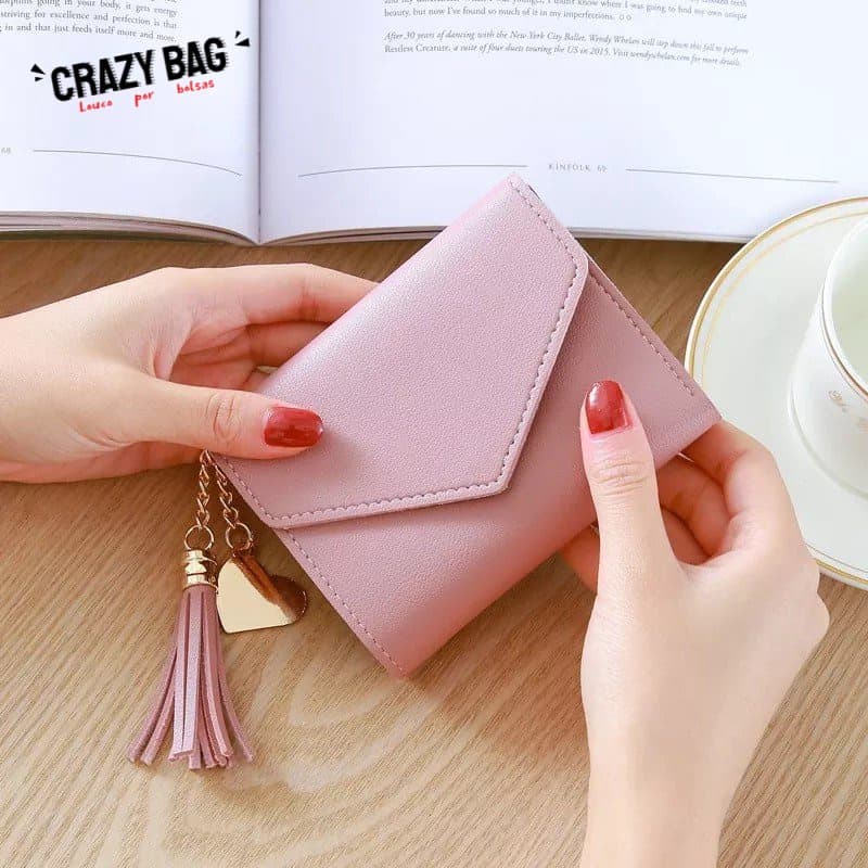 Crazy Bag Carteira Feminina Com Franjas Bolsa Porta-Cartões Bolsa De Mão Porta-Cartões