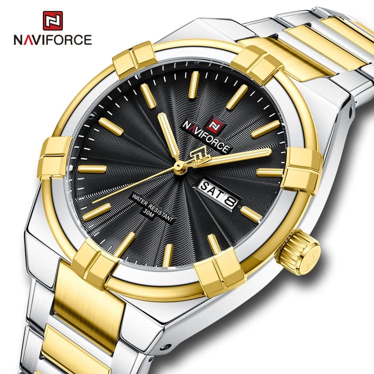 Relógio NAVIFORCE Para Homens Quartzo Esporte Aço Inoxidável Luxo À Prova D'água Movimento Seiko Original Analógico Homem 9218