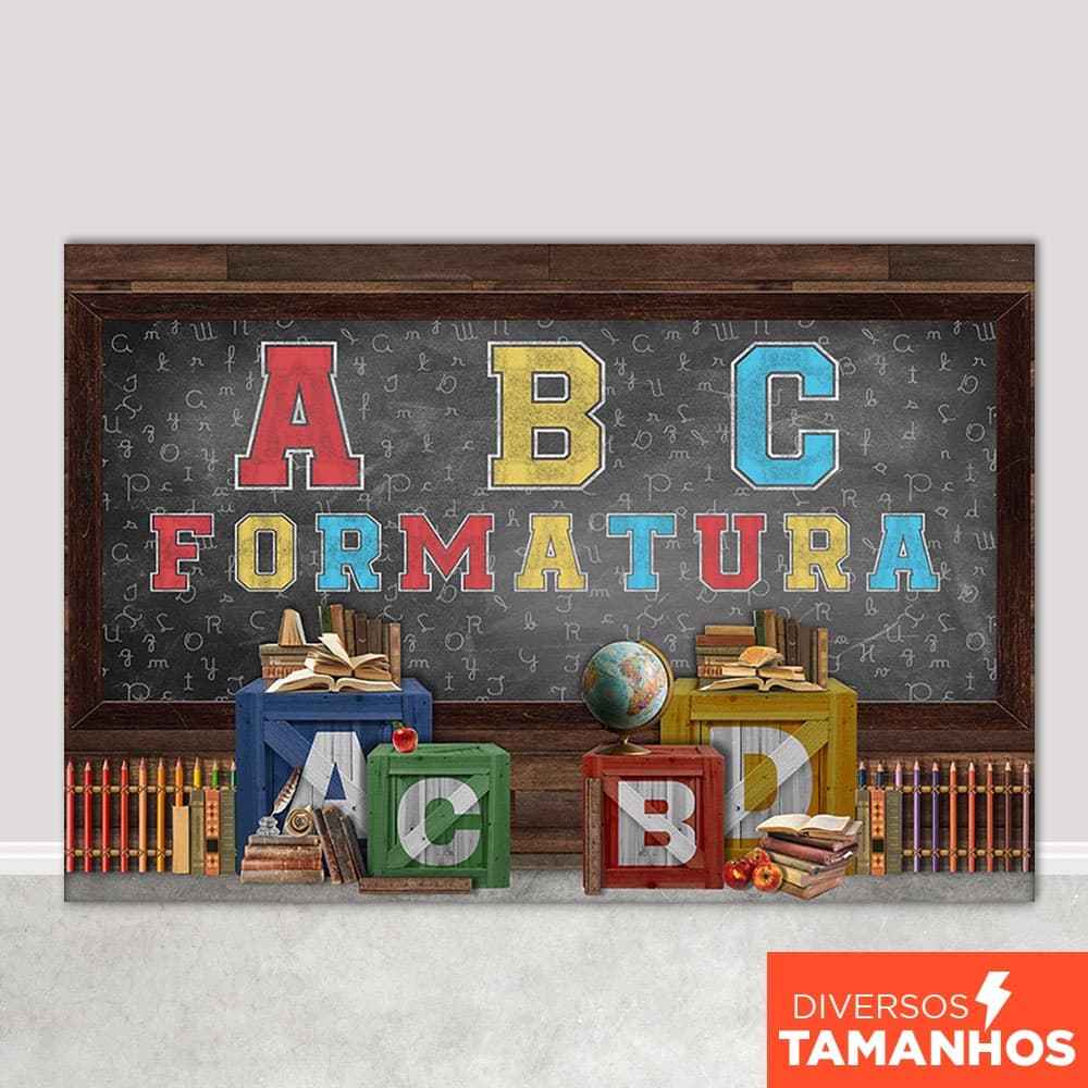 Fundo Fotográfico Formatura Infantil ABC Painel Sublimado Em Tecido para Foto - FFC-531