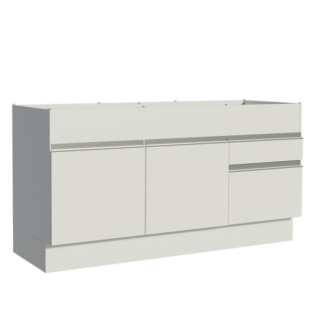 Balcão de Pia Armário de Cozinha 150 cm 2 Portas e 2 Gavetas (Sem Tampo e Pia) Branco Glamy Madesa