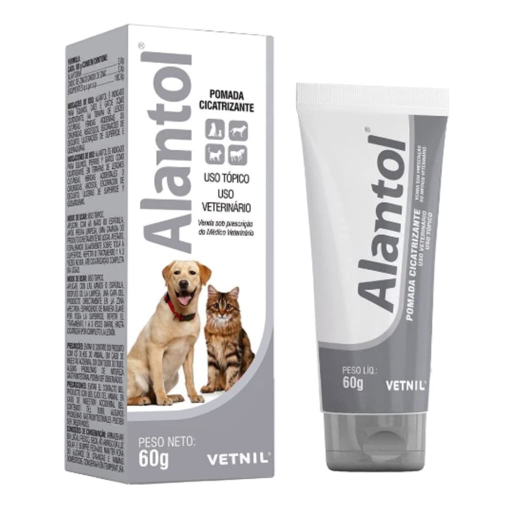 Alantol 60g Vetnil - Creme Cicatrizante para feridas cachorros, Gatos e cavalos