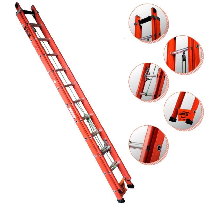 Escada de Fibra de Vidro 19 Degraus Extensível 3,6 x 6,0 Metros EAFD-19 SÍNTESE
