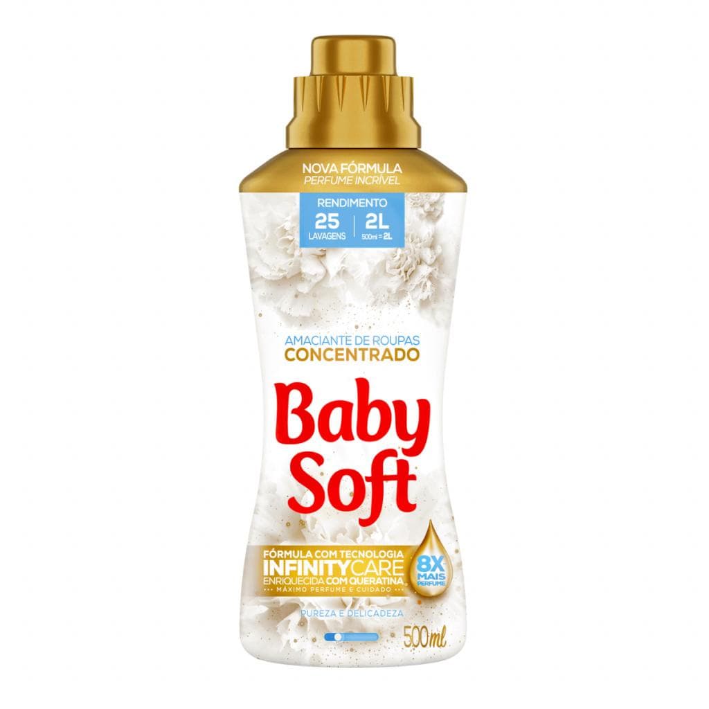 Amaciante Concentrado Baby Soft Pureza e Delicadeza 500ml - Rende 25 lavagens