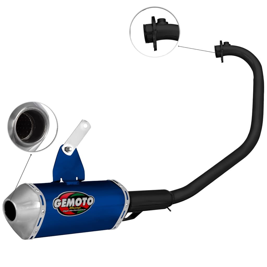 Escapamento Escape Gemoto Racing 3 Trioval Moto Fazer Factor 150 2013 A 2020 Curva Em Aço Preto