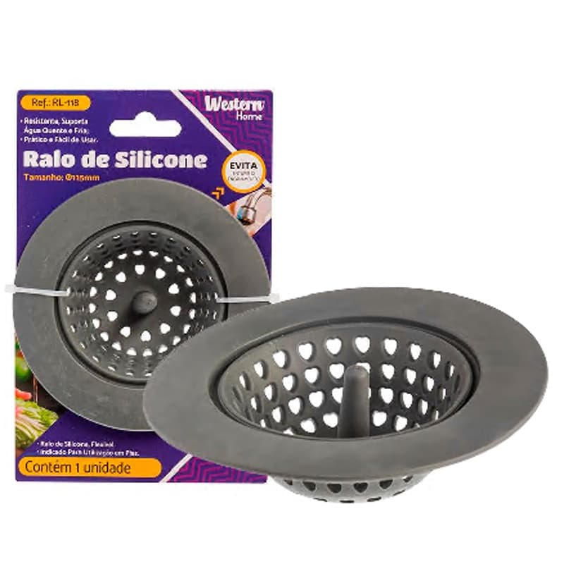 Ralo Silicone Cinza 4cm Para Pia Cozinha
