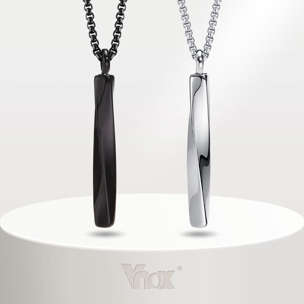 Vnox Marca De Aço Inoxidável Mobius Rod Pendant Colar Para Homens , Urna De Cremação Simples Keepsake Jewelry