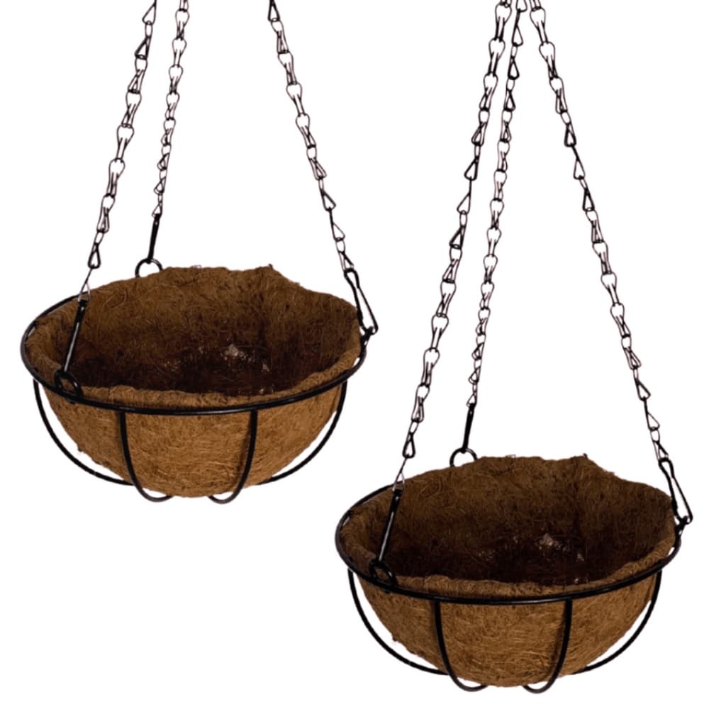 2 Vasos de Fibra de Coco 25cm Plantas Suspenso com Corrente