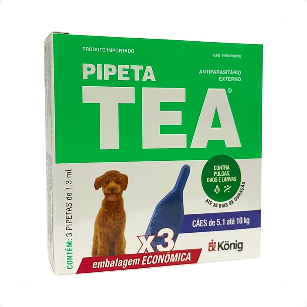 Tea Pipeta 1,3 mL Antiparasitário para Cães de 5,1 até 10 kg - 3 Pipetas